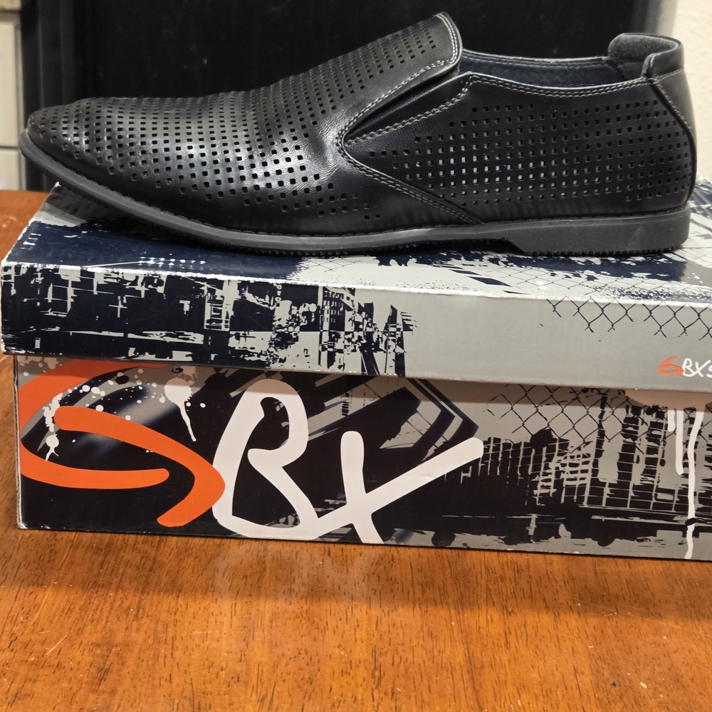 Black Perforated Slip-On Shoes